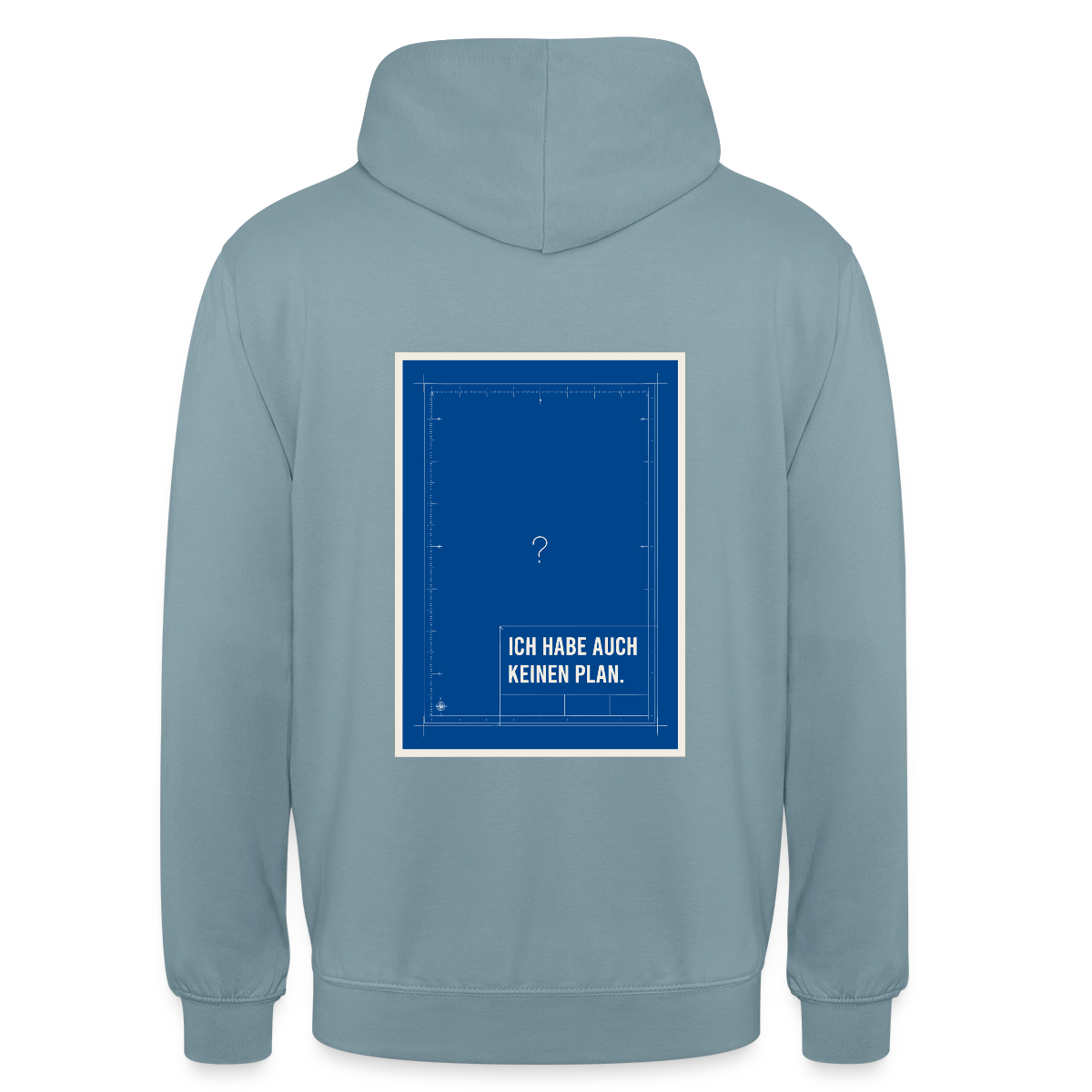 Ich habe auch keinen Plan. Motiv-Hoodie unisex, Farbe Nebelblau