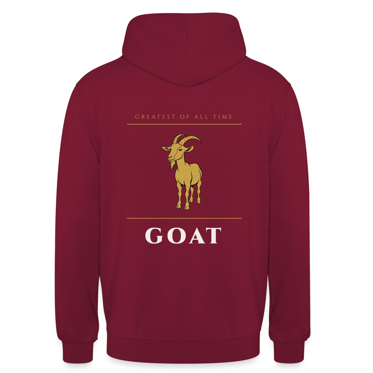 GOAT. Greatest of all time. Motiv-Hoodie unisex, Farbe Bordeaux