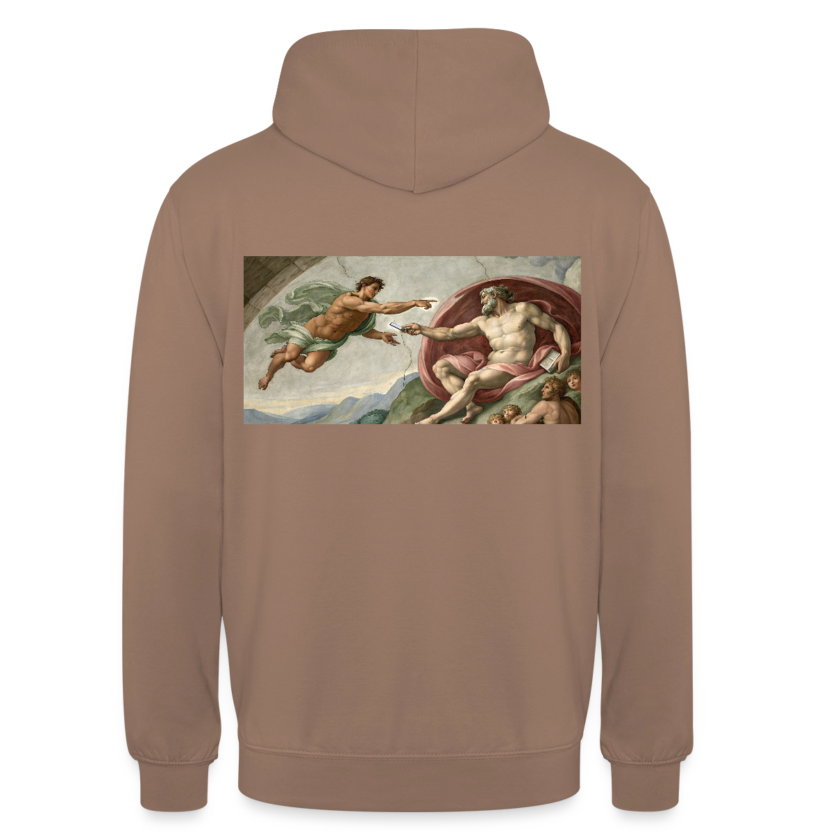 Die Schnittstelle. Renaissance-Motiv Motiv-Hoodie unisex, Farbe Mokka