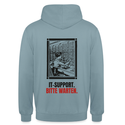 IT-Support. Bitte warten. Motiv-Hoodie unisex, Farbe Nebelblau