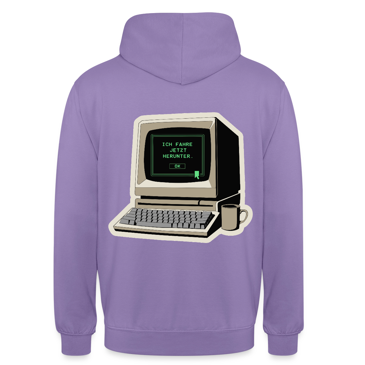 Ich fahre jetzt herunter. Motiv-Hoodie unisex, Farbe Lavendel