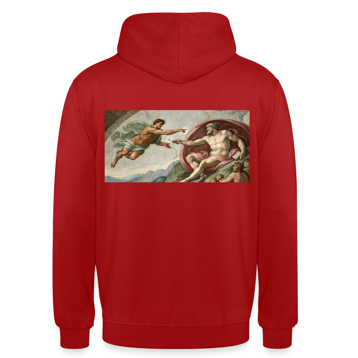 Die Schnittstelle. Renaissance-Motiv Motiv-Hoodie unisex, Farbe Rot