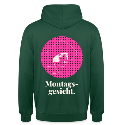 "Montagsgesicht. Art-déco-Motiv" Motiv-Hoodie unisex, Farbe Flaschengrün