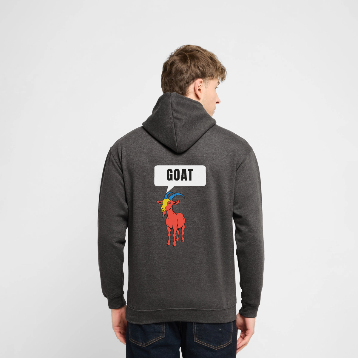 GOAT. Schild-Motiv Motiv-Hoodie unisex, Farbe Anthrazit, Model