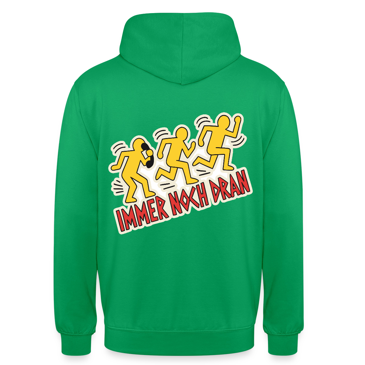 Immer noch dran. Pop-Art-Motiv Motiv-Hoodie unisex, Farbe Kelly Green