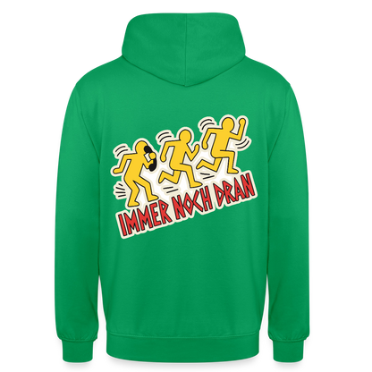 Immer noch dran. Pop-Art-Motiv Motiv-Hoodie unisex, Farbe Kelly Green