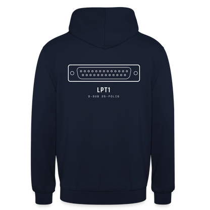 "LPT1, D-Sub 25-polig" Motiv-Hoodie unisex, Farbe Navy