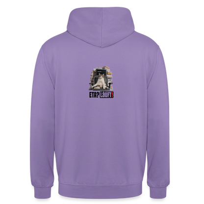 "ETA? Läuft! Bürokatzen-Motiv" Motiv-Hoodie unisex, Farbe Lavendel