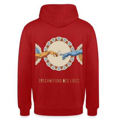 Erschaffung des Likes. Fresko-Motiv Motiv-Hoodie unisex, Farbe Rot