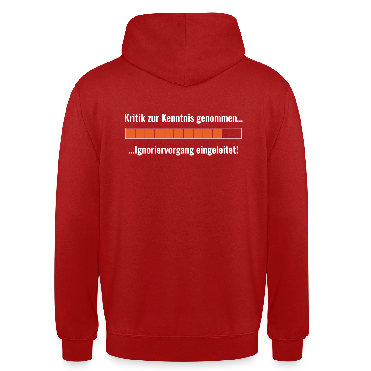 Kritik zur Kenntnis genommen. Ladebalken-Motiv Motiv-Hoodie unisex, Farbe Rot