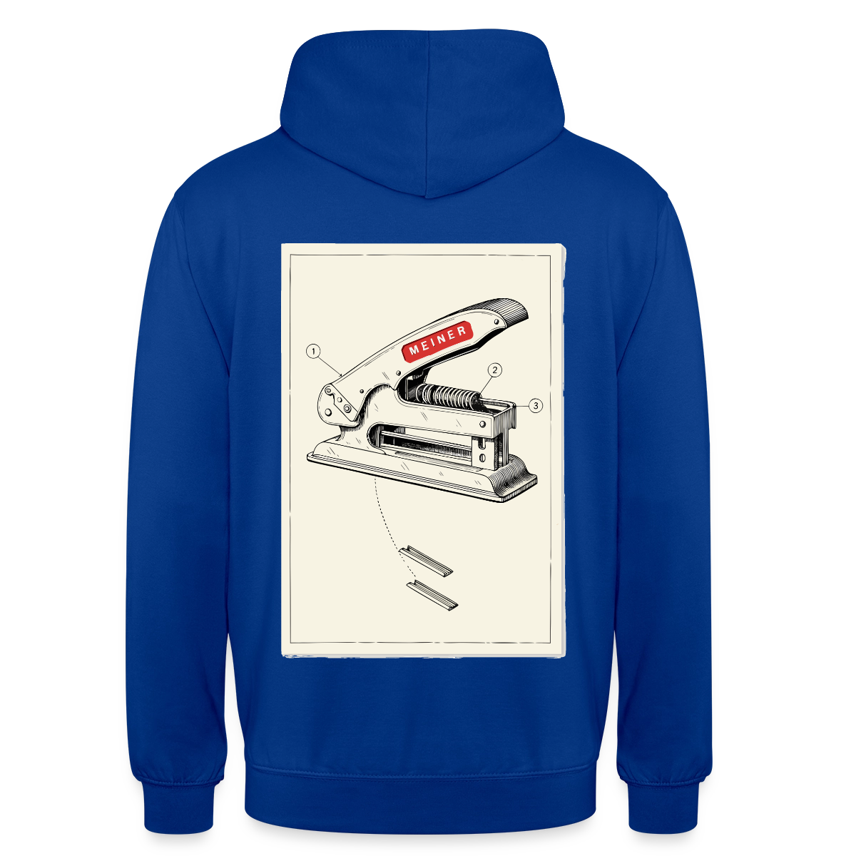 Meiner. Der Tacker kommt mit. Motiv-Hoodie unisex, Farbe Royalblau