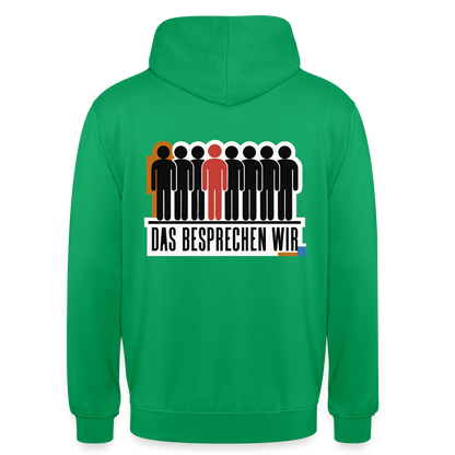 "Das besprechen wir. Isotype-Motiv" Motiv-Hoodie unisex, Farbe Kelly Green