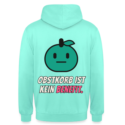 Obstkorb ist kein Benefit. Motiv-Hoodie unisex, Farbe Mint