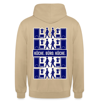 Küche. Büro. Küche. Motiv-Hoodie unisex, Farbe Beige