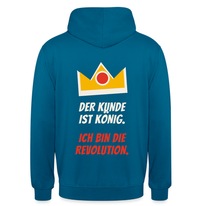 Der Kunde ist König. Ich bin die Revolution. Motiv-Hoodie unisex, Farbe Tiefseeblau