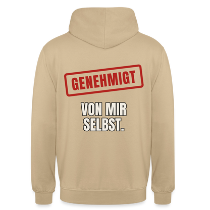 "Genehmigt. Von mir selbst." Motiv-Hoodie unisex, Farbe Beige