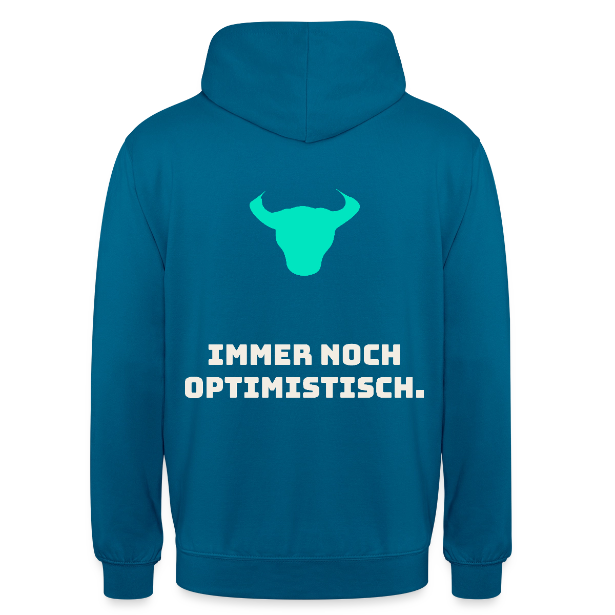 Immer noch optimistisch. Motiv-Hoodie unisex, Farbe Tiefseeblau