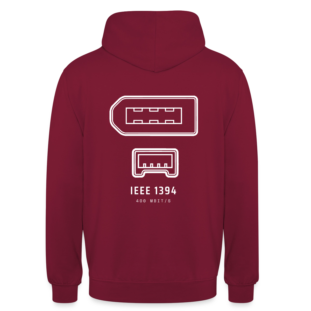 "IEEE 1394, 400 Mbit/s" Motiv-Hoodie unisex, Farbe Bordeaux
