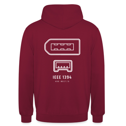 "IEEE 1394, 400 Mbit/s" Motiv-Hoodie unisex, Farbe Bordeaux