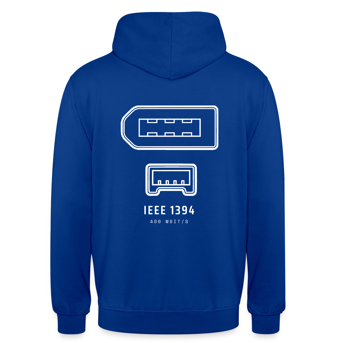 "IEEE 1394, 400 Mbit/s" Motiv-Hoodie unisex, Farbe Royalblau