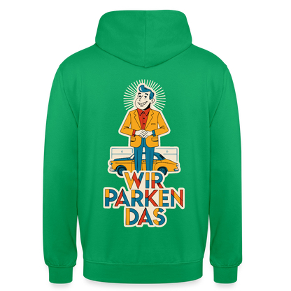 "Wir parken das. Midcentury-Motiv" Motiv-Hoodie unisex, Farbe Kelly Green