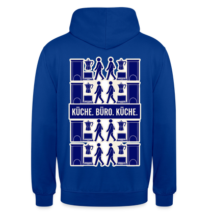 Küche. Büro. Küche. Motiv-Hoodie unisex, Farbe Royalblau