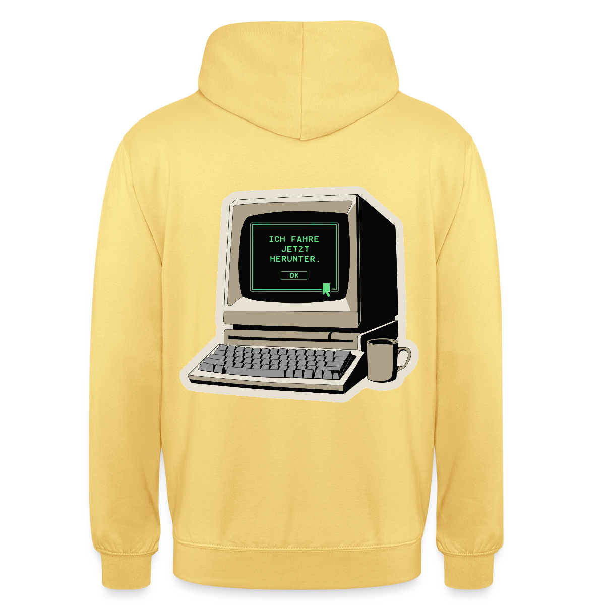 Ich fahre jetzt herunter. Motiv-Hoodie unisex, Farbe Zitronengelb