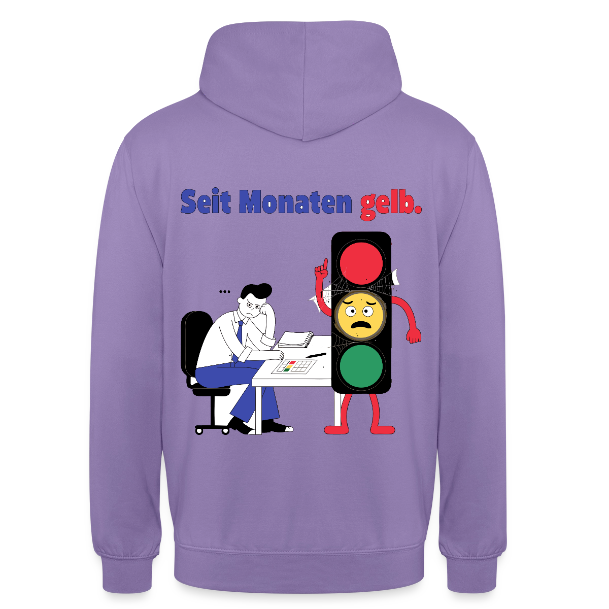 "Seit Monaten gelb. Ampel-Motiv" Motiv-Hoodie unisex, Farbe Lavendel