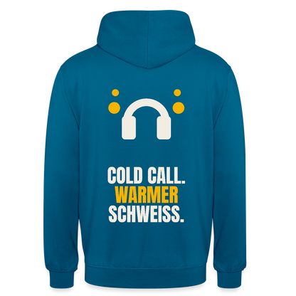 Cold Call. Warmer Schweiß. Motiv-Hoodie unisex, Farbe Tiefseeblau