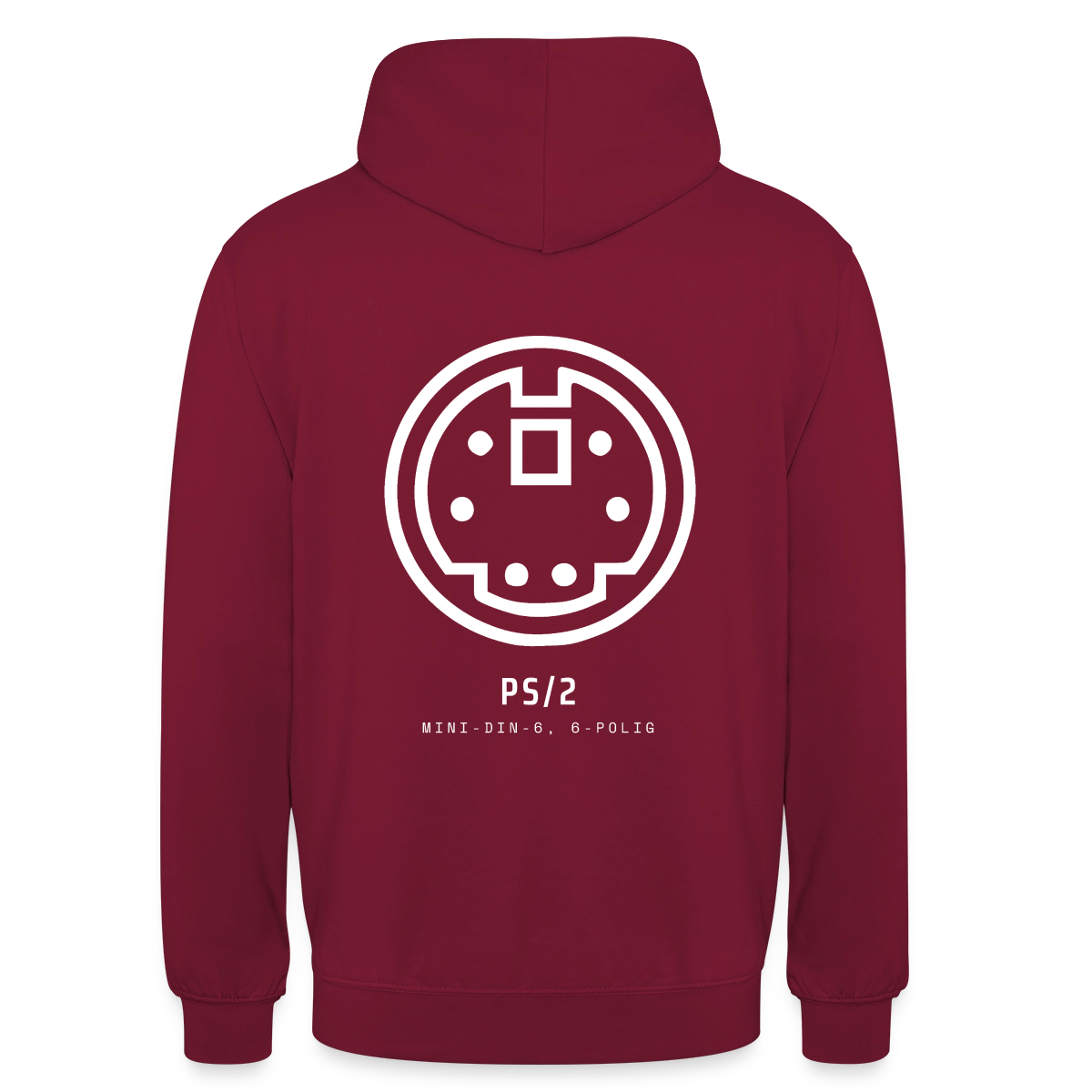 "PS/2, Mini-DIN-6" Motiv-Hoodie unisex, Farbe Bordeaux