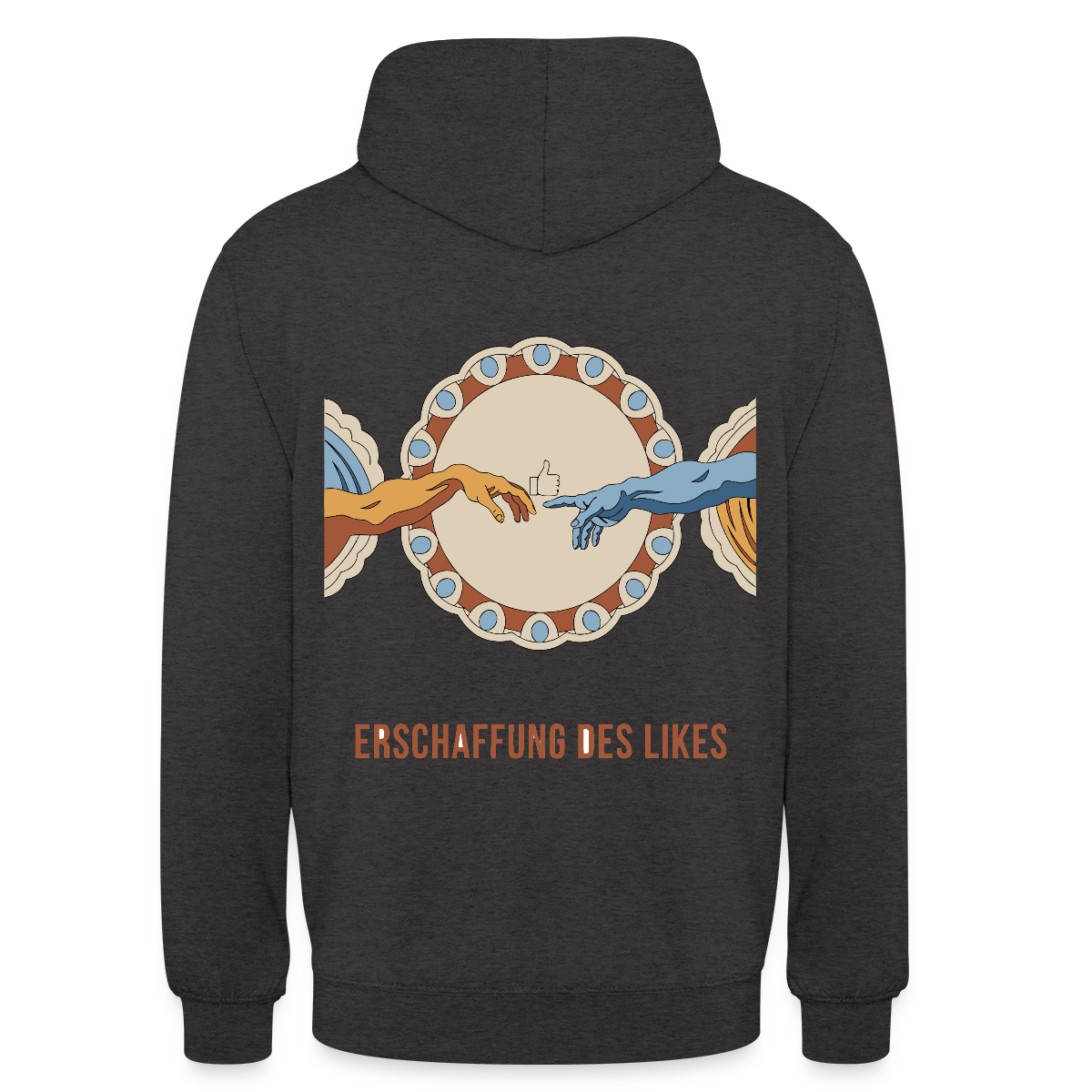Erschaffung des Likes. Fresko-Motiv Motiv-Hoodie unisex, Farbe Anthrazit