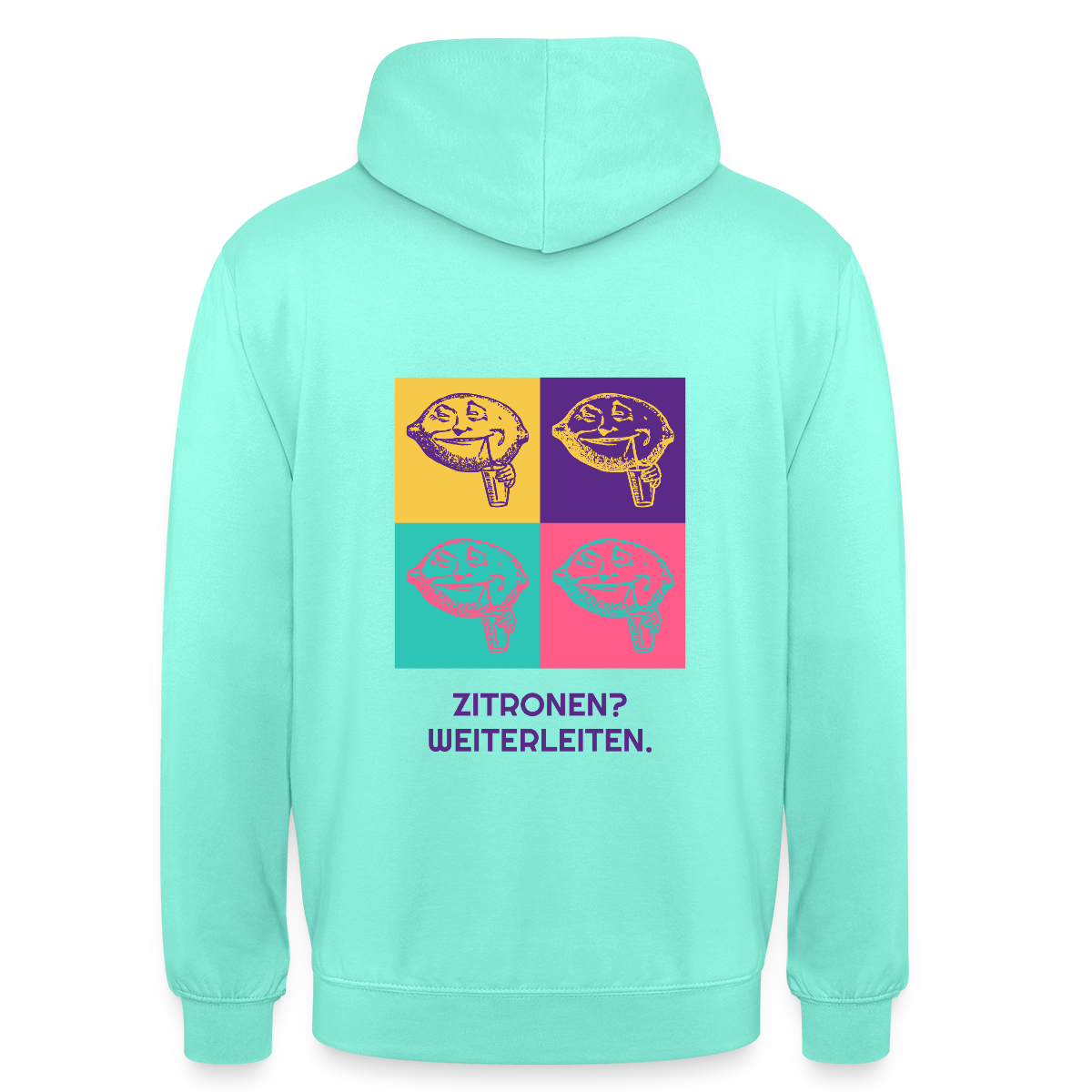 Zitronen? Weiterleiten. Pop-Art-Motiv Motiv-Hoodie unisex, Farbe Mint