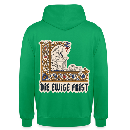 "Die ewige Frist. Buchmalerei-Motiv" Motiv-Hoodie unisex, Farbe Kelly Green