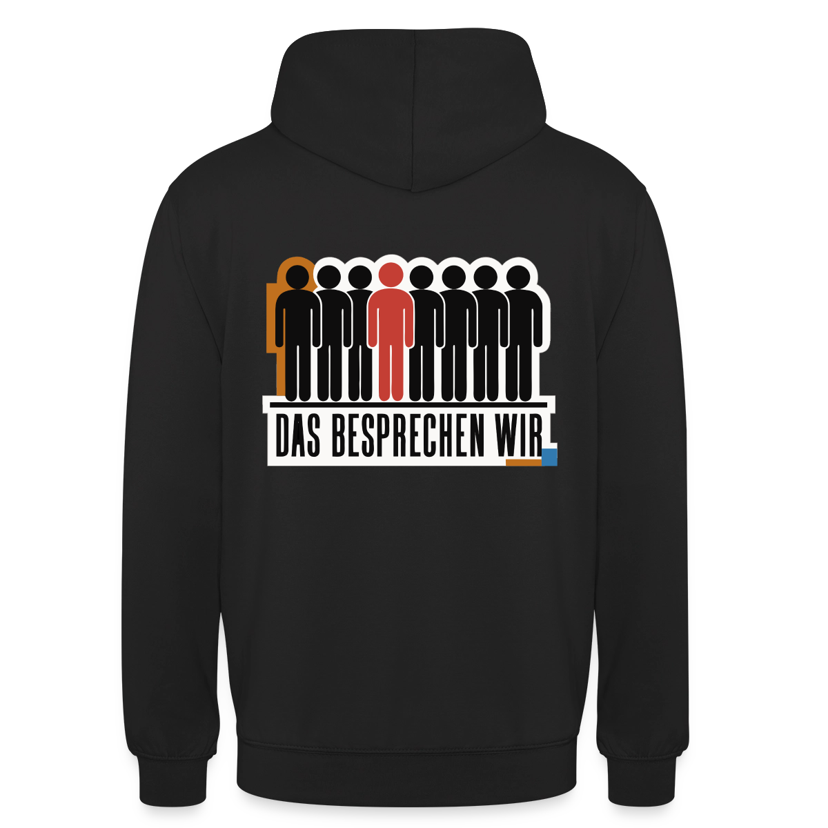 "Das besprechen wir. Isotype-Motiv" Motiv-Hoodie unisex, Farbe Schwarz