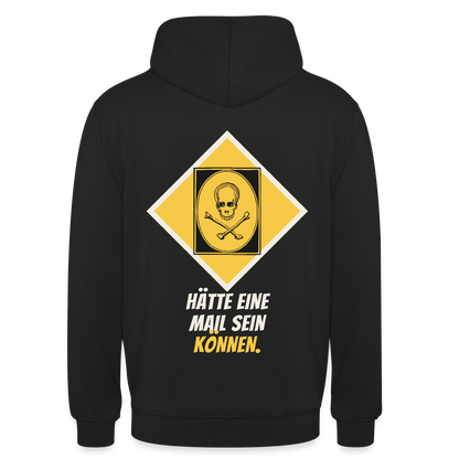 Hätte eine Mail sein können. Gefahrzeichen-Motiv Motiv-Hoodie unisex, Farbe Schwarz
