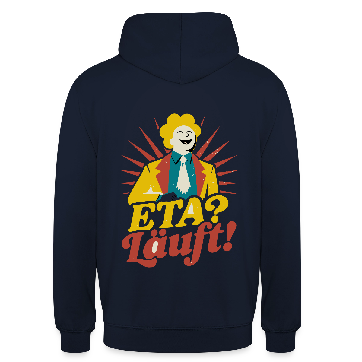 "ETA? Läuft! Midcentury-Motiv" Motiv-Hoodie unisex, Farbe Navy