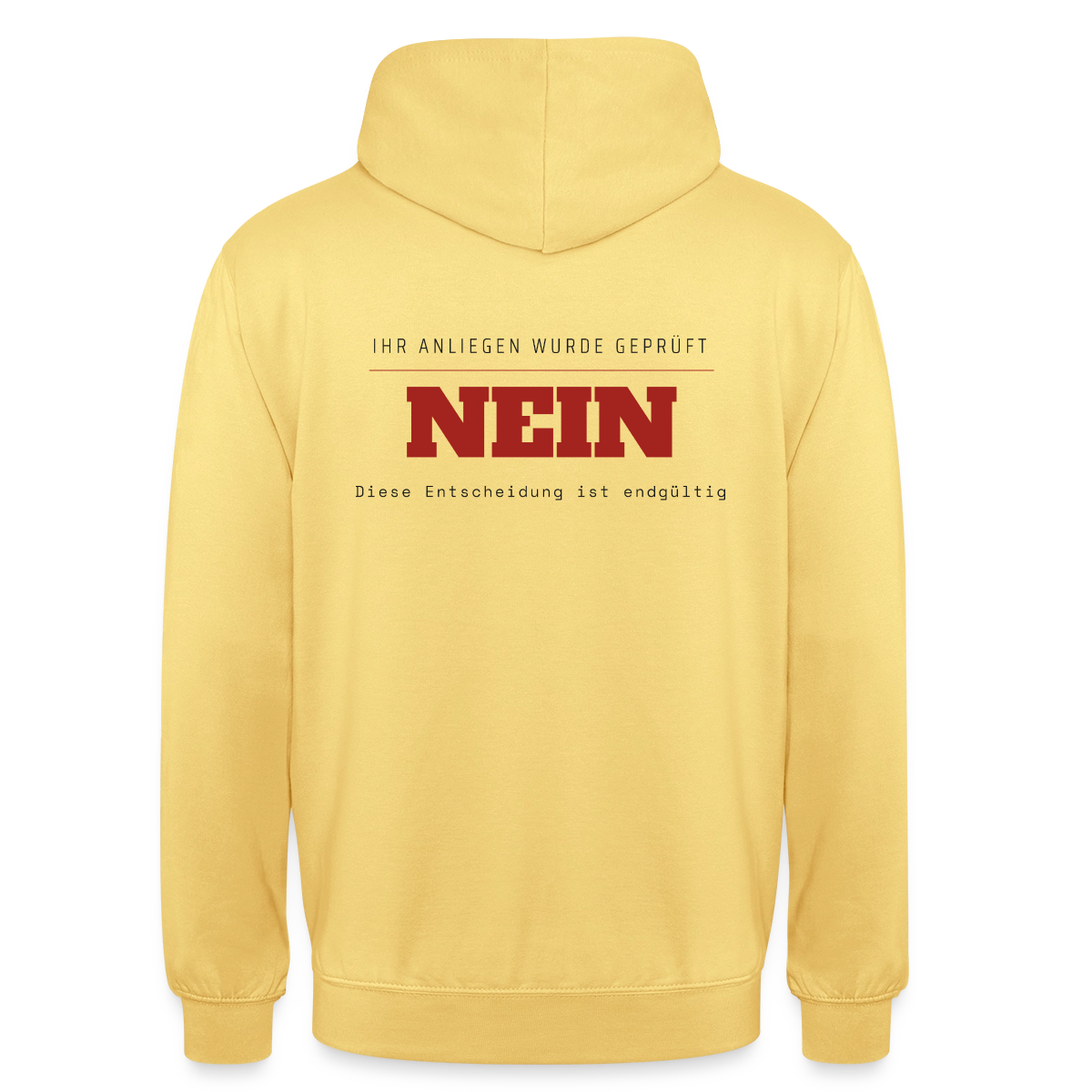 Ihr Anliegen wurde geprüft. Nein. Motiv-Hoodie unisex, Farbe Zitronengelb