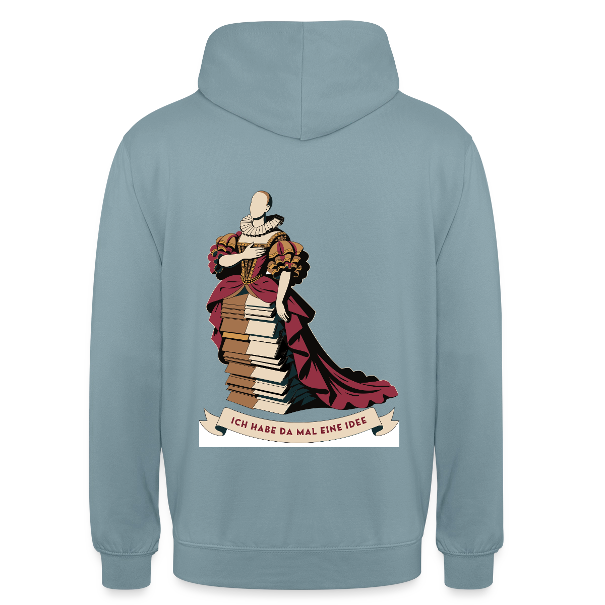 "Ich habe da mal eine Idee. Barock-Motiv" Motiv-Hoodie unisex, Farbe Nebelblau