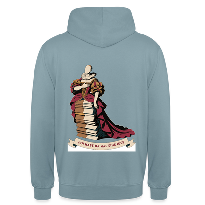 "Ich habe da mal eine Idee. Barock-Motiv" Motiv-Hoodie unisex, Farbe Nebelblau