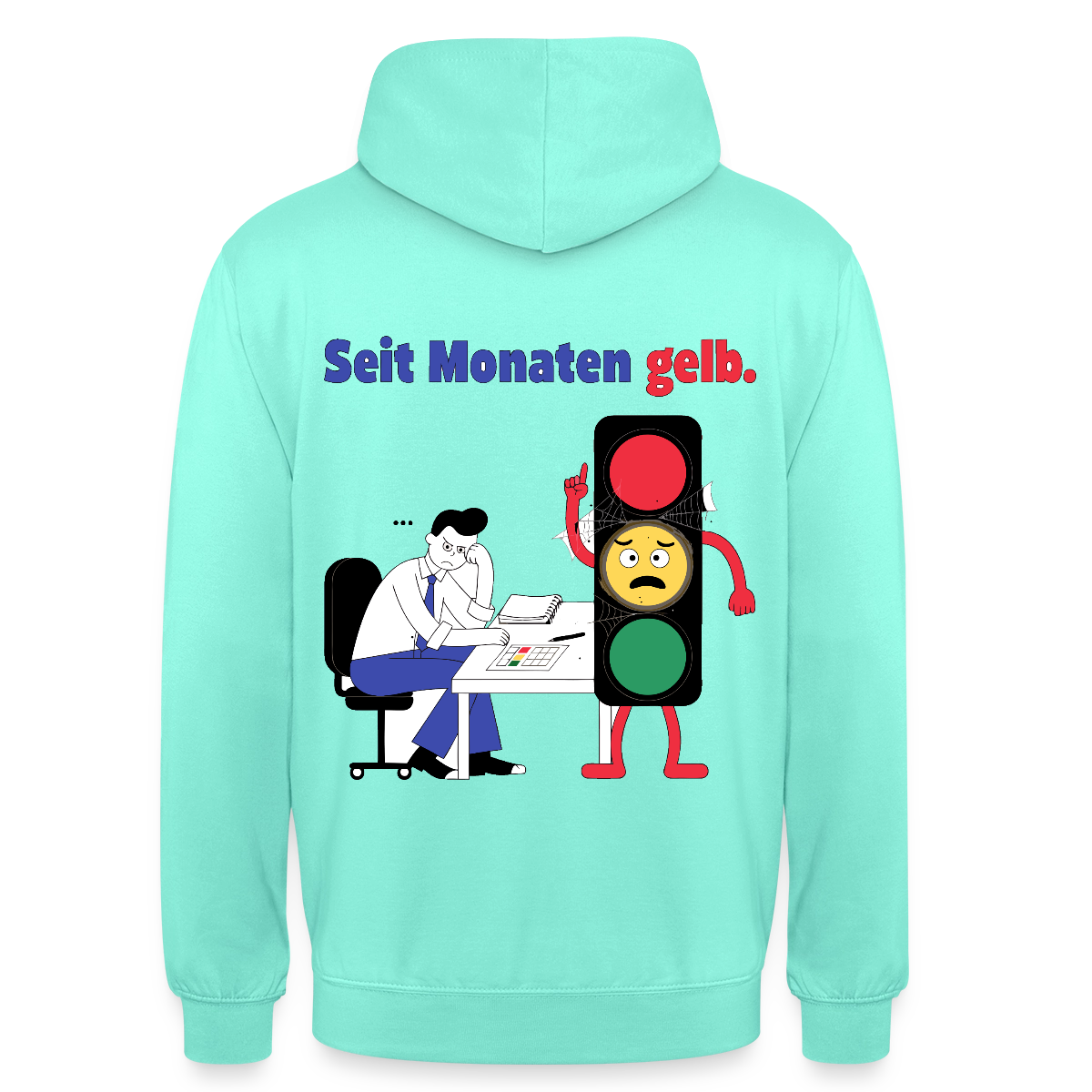 "Seit Monaten gelb. Ampel-Motiv" Motiv-Hoodie unisex, Farbe Mint