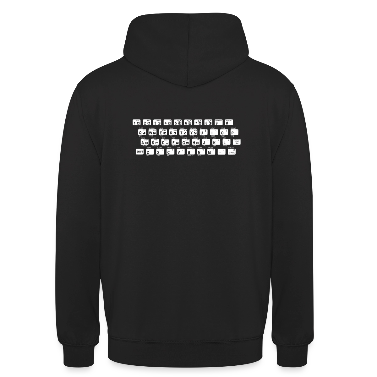 48K ZX Spectrum Motiv-Hoodie unisex, Farbe Schwarz