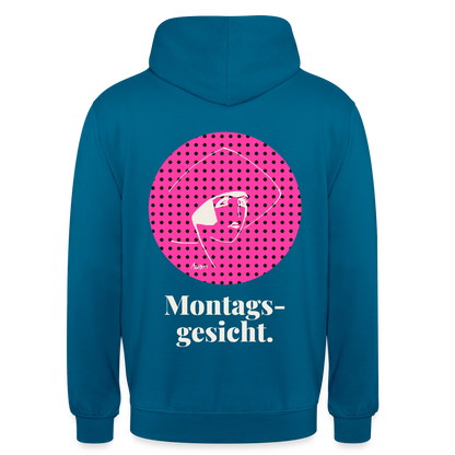 "Montagsgesicht. Art-déco-Motiv" Motiv-Hoodie unisex, Farbe Tiefseeblau