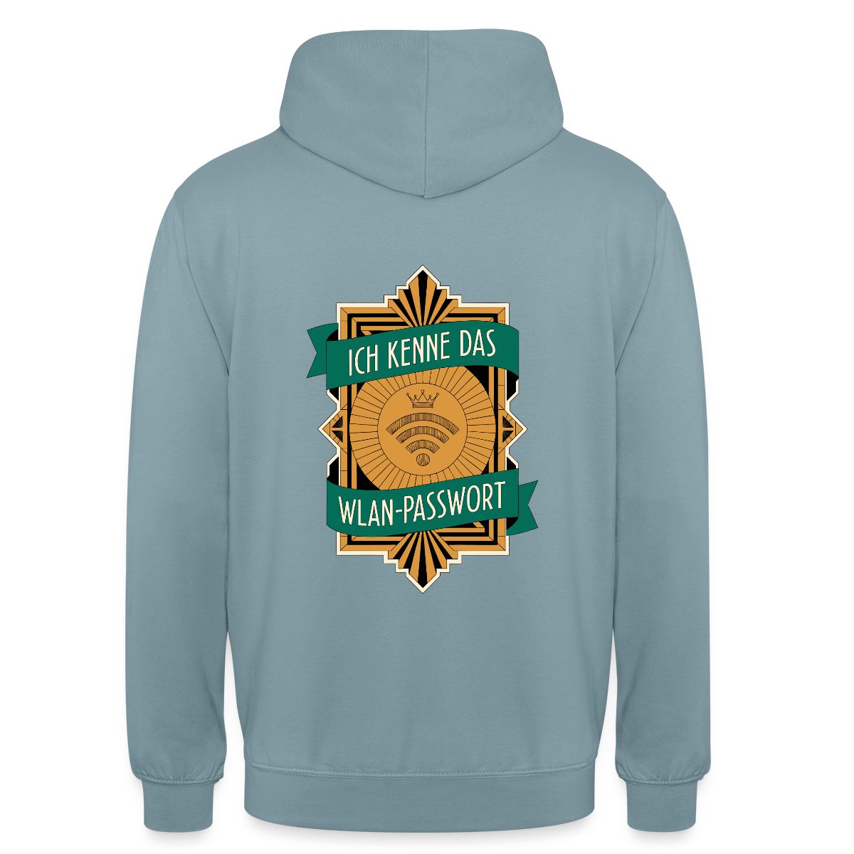 Ich kenne das WLAN-Passwort. Motiv-Hoodie unisex, Farbe Nebelblau