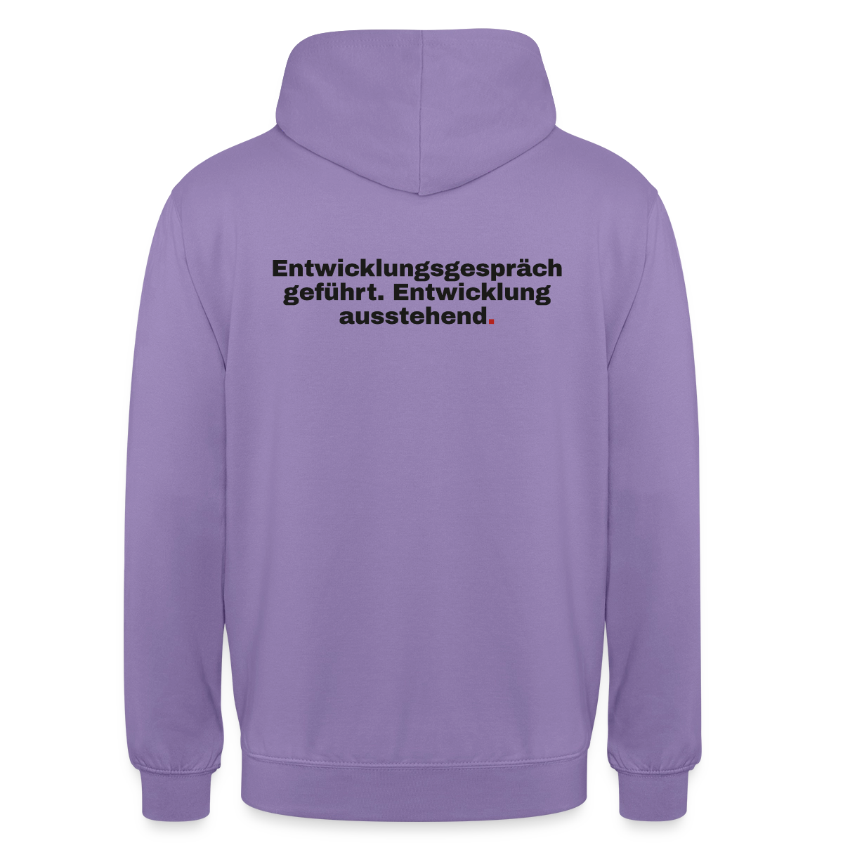 Entwicklungsgespräch geführt. Entwicklung ausstehend. Motiv-Hoodie unisex, Farbe Lavendel