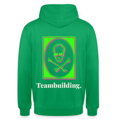 "Teambuilding. Neon-Motiv" Motiv-Hoodie unisex, Farbe Kelly Green