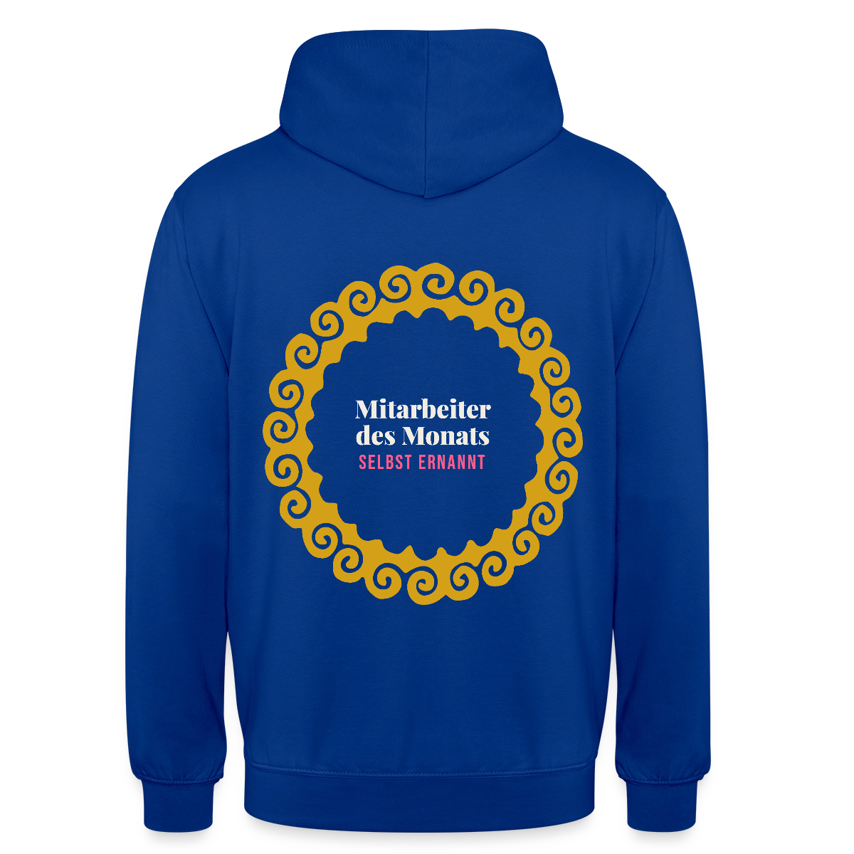 "Mitarbeiter des Monats, selbst ernannt. Gold-Motiv" Motiv-Hoodie unisex, Farbe Royalblau