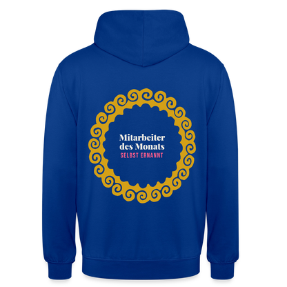 "Mitarbeiter des Monats, selbst ernannt. Gold-Motiv" Motiv-Hoodie unisex, Farbe Royalblau