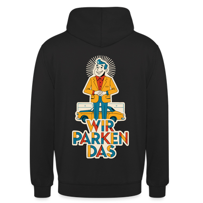 "Wir parken das. Midcentury-Motiv" Motiv-Hoodie unisex, Farbe Schwarz
