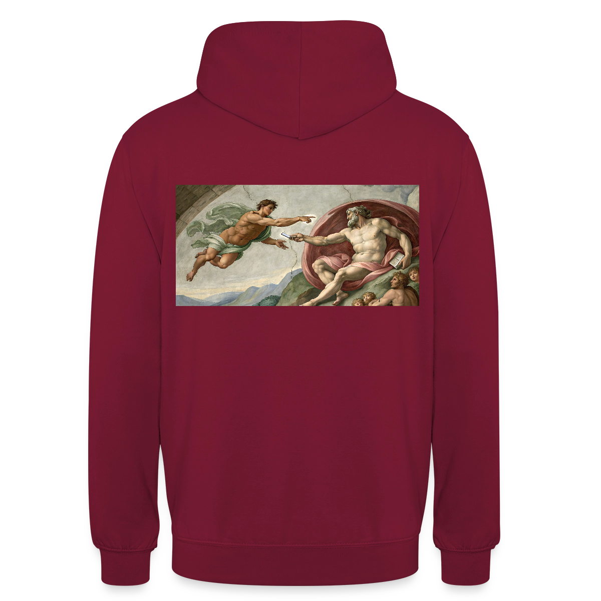 Die Schnittstelle. Renaissance-Motiv Motiv-Hoodie unisex, Farbe Bordeaux
