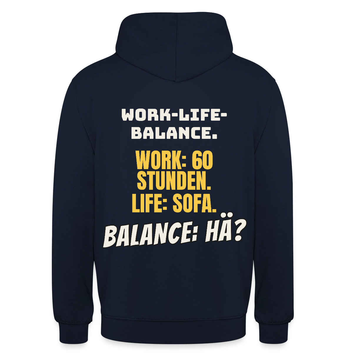 Balance: hä? Motiv-Hoodie unisex, Farbe Navy